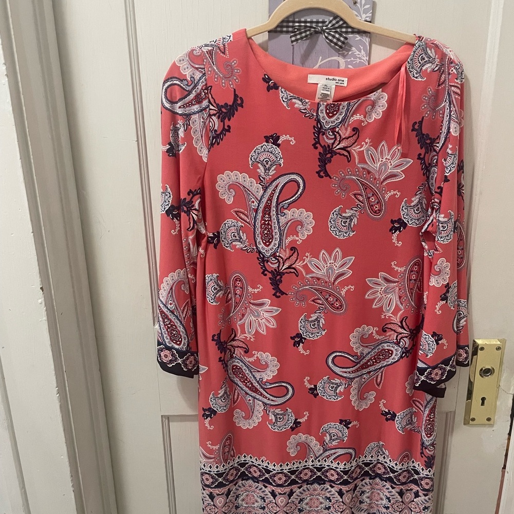 Paisley Long Sleeve Dress - Pink